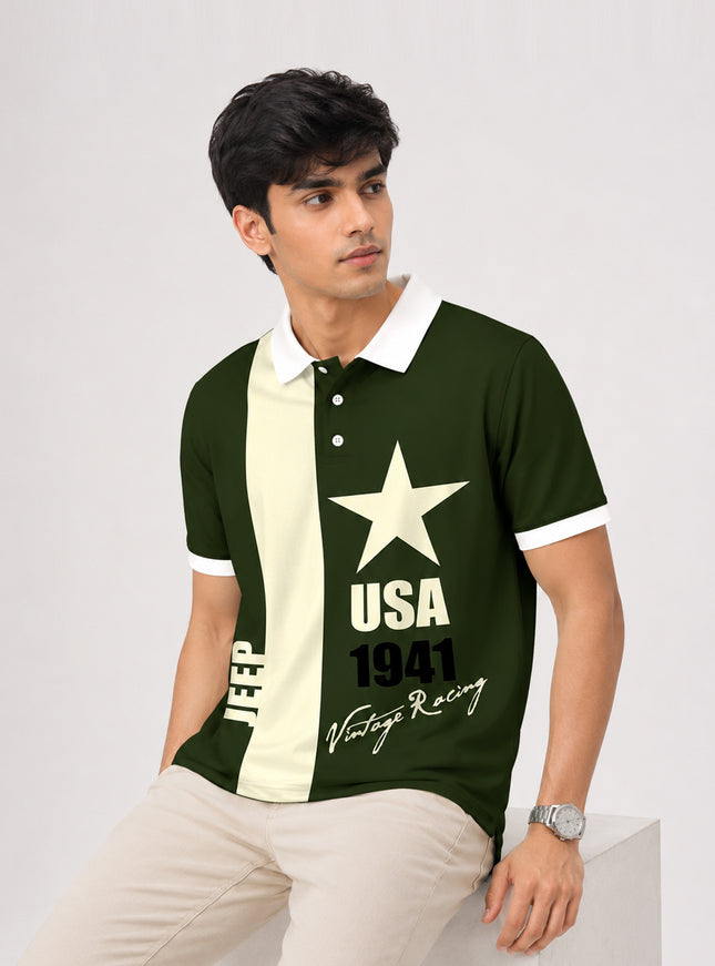 USA 1841 Printed Polo Tee  #PP131