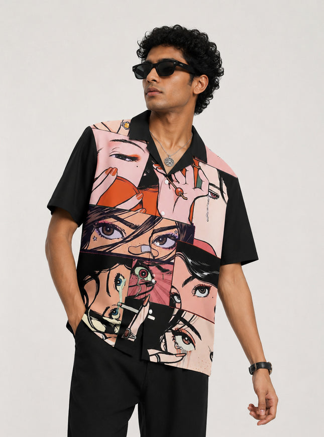 Sad Girl Comic Print Shirt