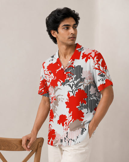 Red Floral Art Printed Shirt