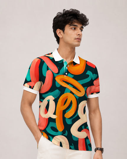 Colourful Typography Polo T-Shirt  #PP128