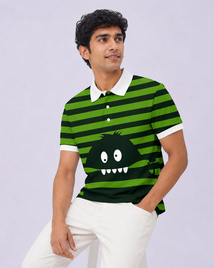 Ghost Striped Printed Polo Tee  #PP147