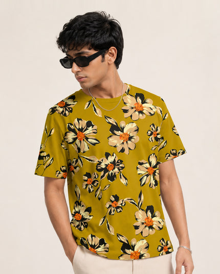 Floral Green Printed Tees #PT106