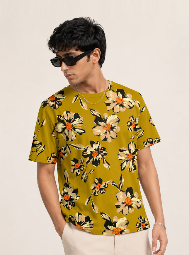Floral Green Printed Tees #PT106