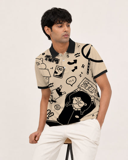 Gabriele Vitoria Printed Polo Tee  #PP148