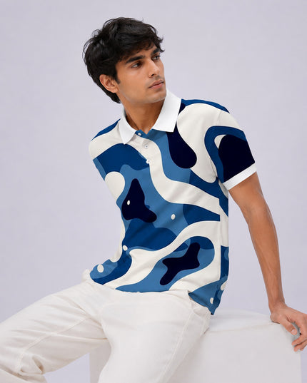 Ocean Camo Printed Polo Tee #PP184