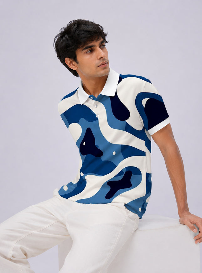 Ocean Camo Printed Polo Tee #PP184