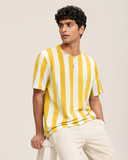 Yellow Striped Printed T-Shirt #PT146