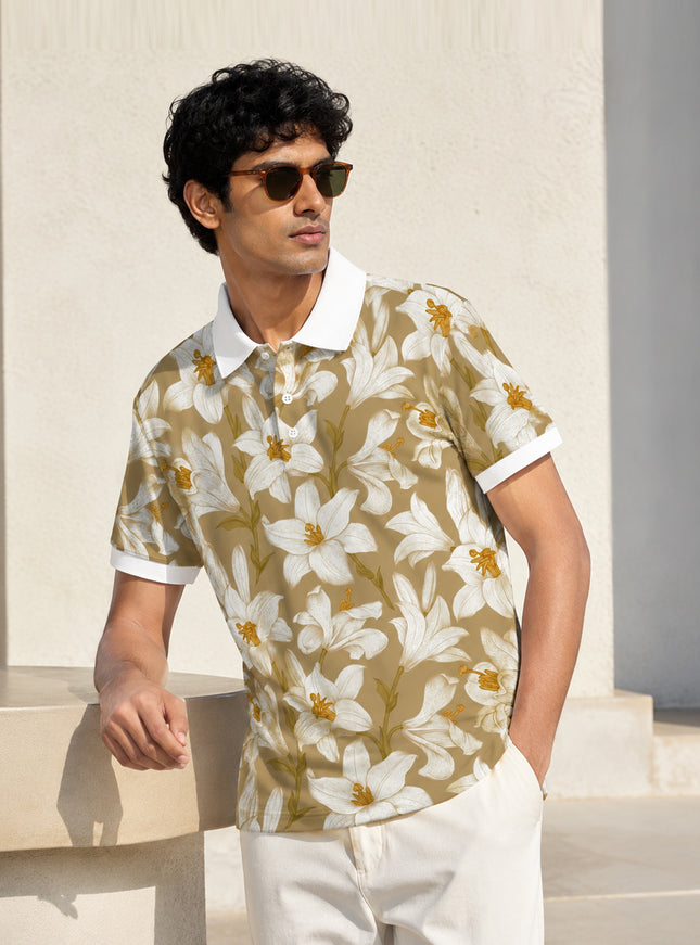 Lily Floral Printed Polo #PP109