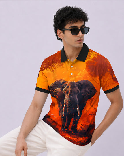 Elephant Printed Polo Tee  #PP150