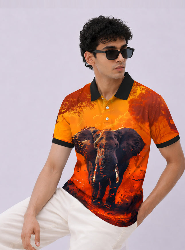 Elephant Printed Polo Tee  #PP150