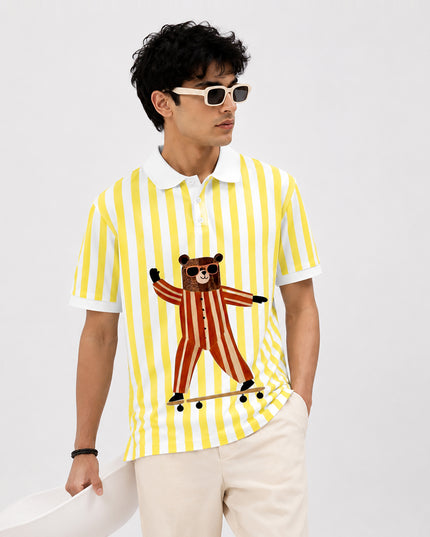 Skating Bear Printed Polo T-Shirt #PP179