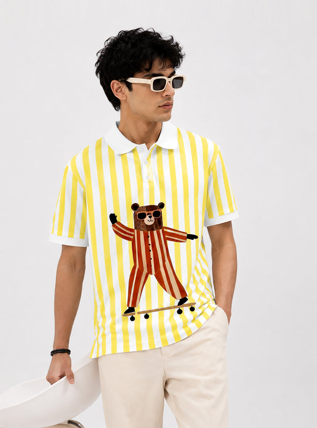 Skating Bear Printed Polo T-Shirt #PP179