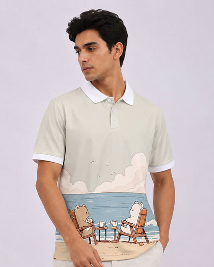 Beach Garden Party Printed Polo T-Shirt #PP193