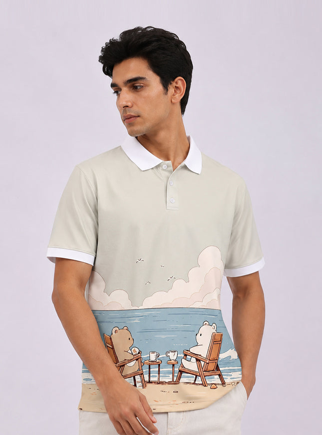 Beach Garden Party Printed Polo T-Shirt #PP193