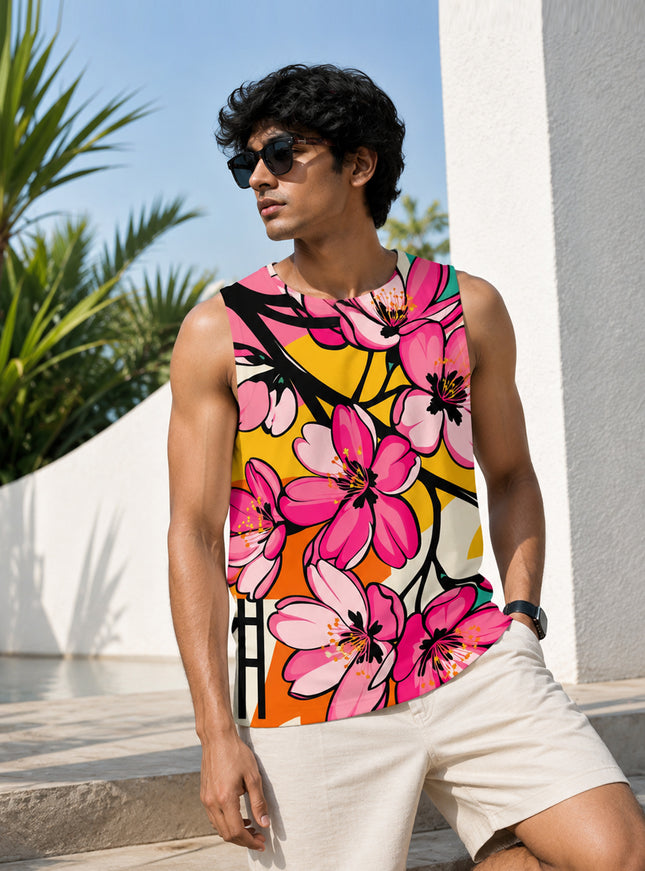 Pink Floral Printed Sando #110