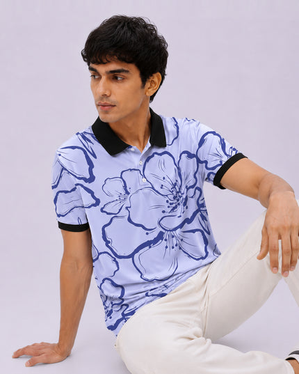 Big Floral Printed Polo Tee #PP153