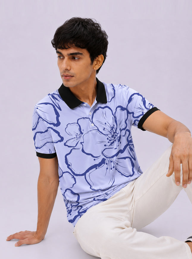 Big Floral Printed Polo Tee #PP153