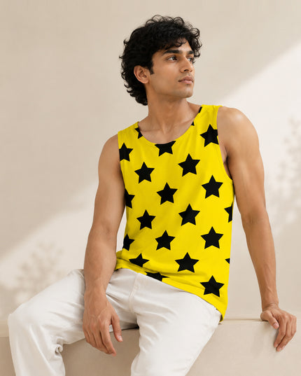 Black Yellow Star Printed Sando #159