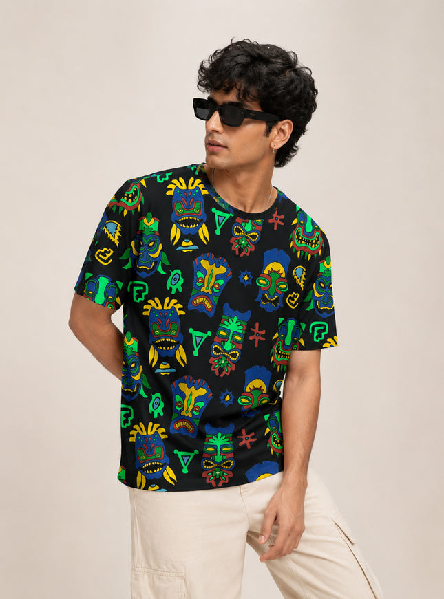 Tiki Mask Printed T-Shirt #PT173