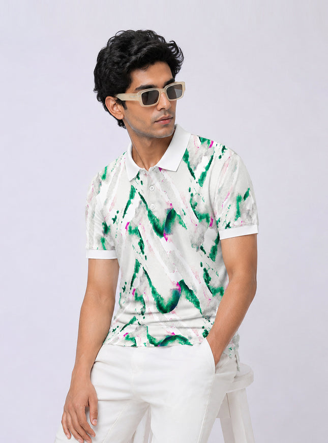 Watercolour Seamless Printed Polo #PP123