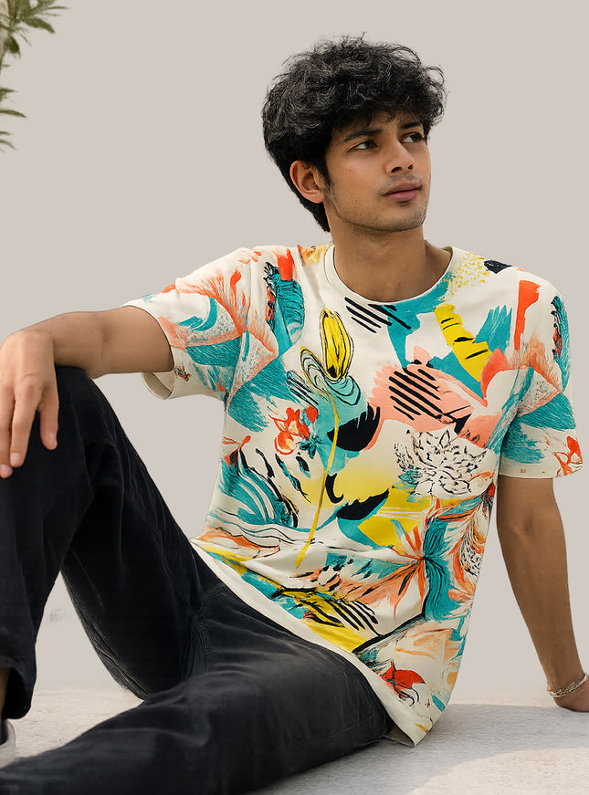 Abstract Floral Printed T-Shirt #PT169