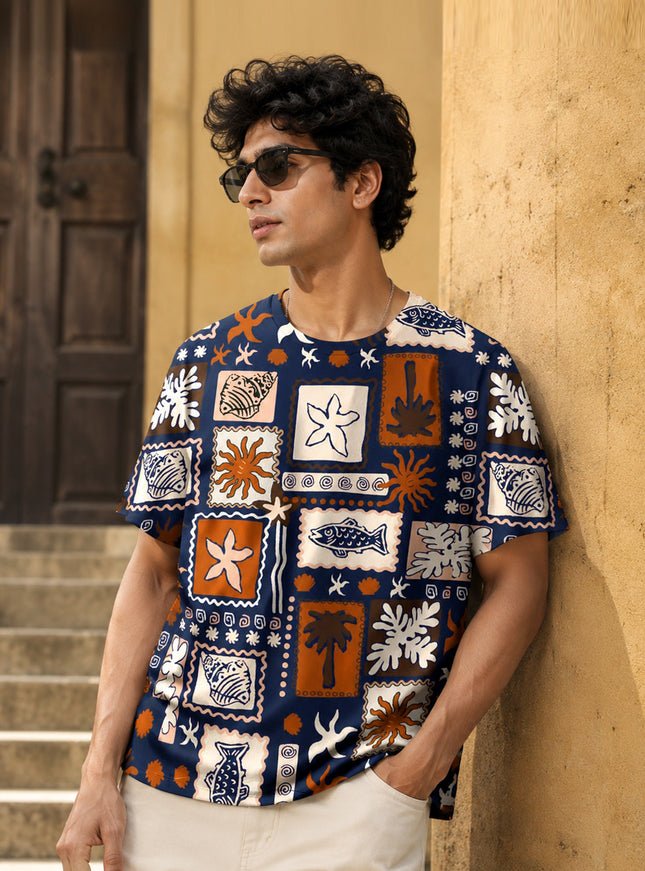 Oceanic Patchwork Printed T-Shirt #PT176