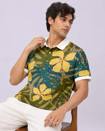 Fig Floral Printed Polo #PP121
