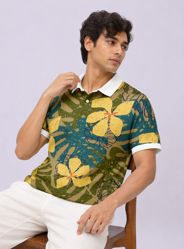 Fig Floral Printed Polo #PP121