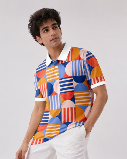 Colourful Abstract Printed Polo #PP101