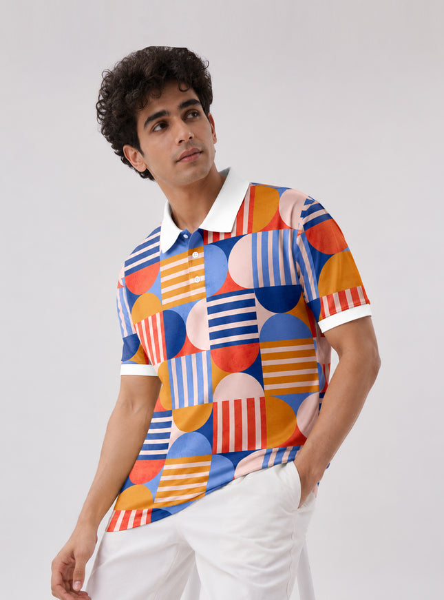Colourful Abstract Printed Polo #PP101