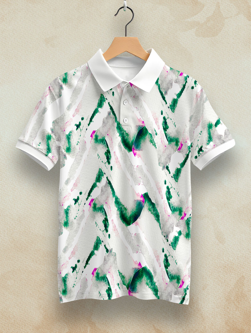 Watercolour Seamless Printed Polo #PP123