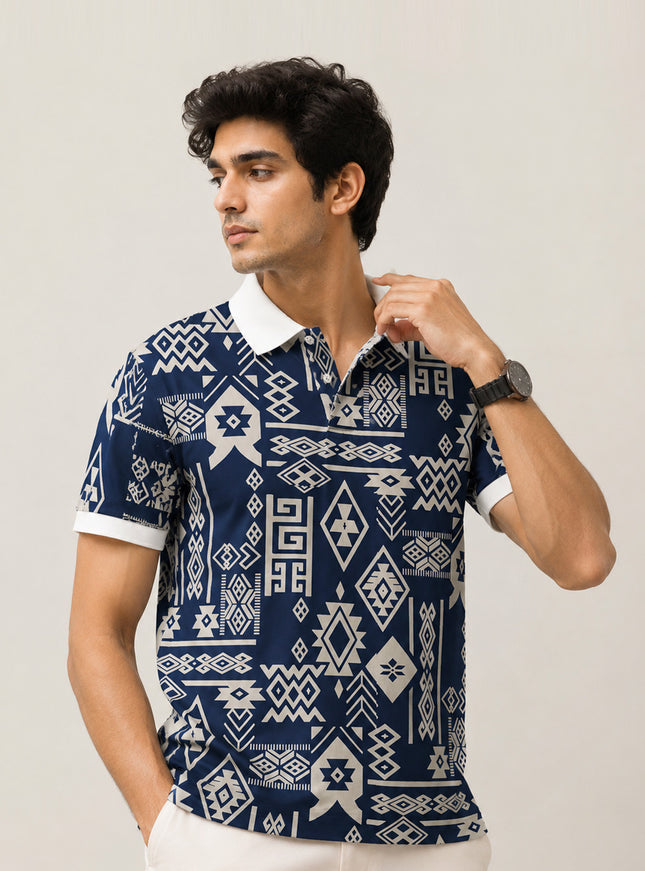 Ethnic Pattern Printed Polo #PP117