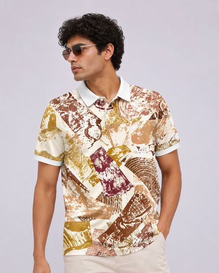 Wood Cut Pattern Polo T-Shirt #PP125