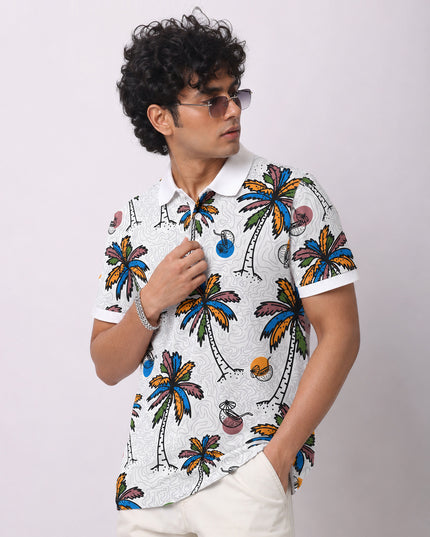 Palm Tree Printed Polo #PP119