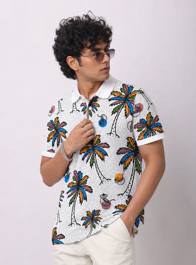 Palm Tree Printed Polo #PP119