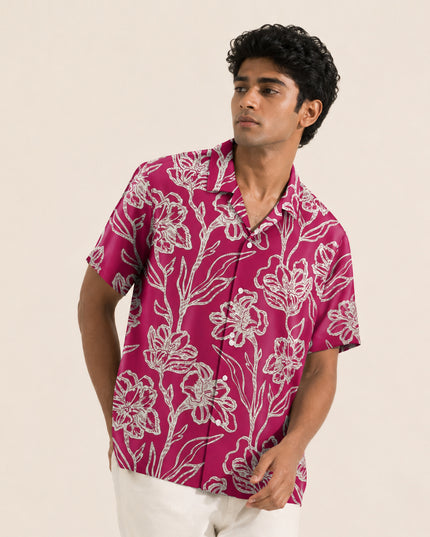 Hand-Drawn Bloom Print Shirt