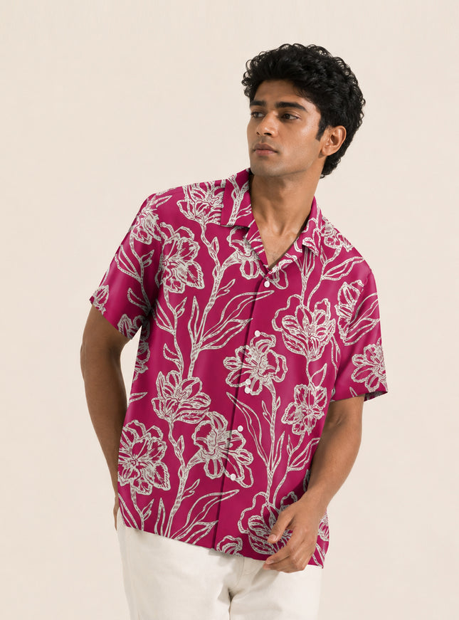 Hand-Drawn Bloom Print Shirt