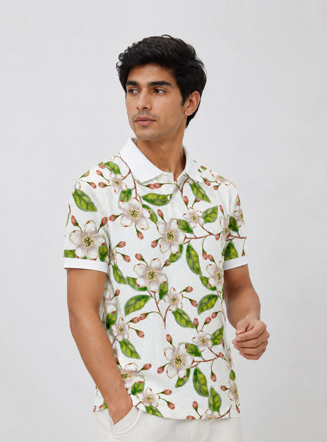 Green Leaf Printed Polo #PP120