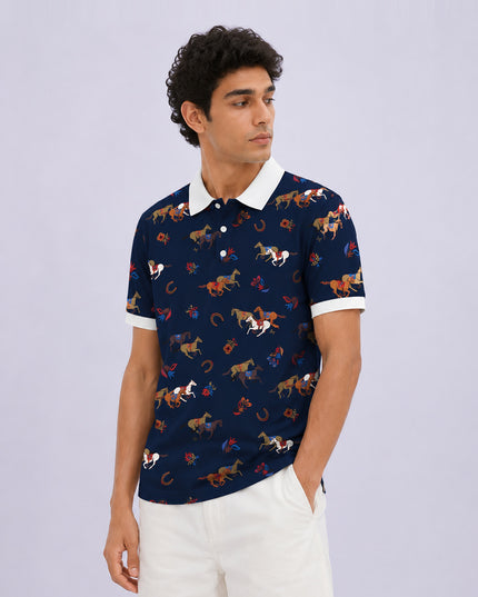 Horses Printed Polo #PP106