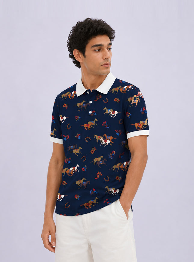 Horses Printed Polo #PP106