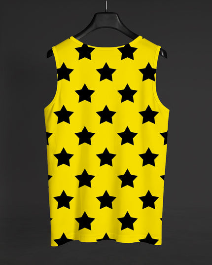 Black Yellow Star Printed Sando #159