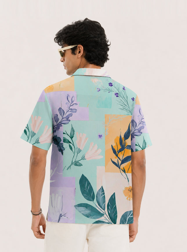 Artistic Floral Collage Printed Shirt