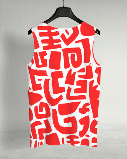 Red & White Printed Sando #110