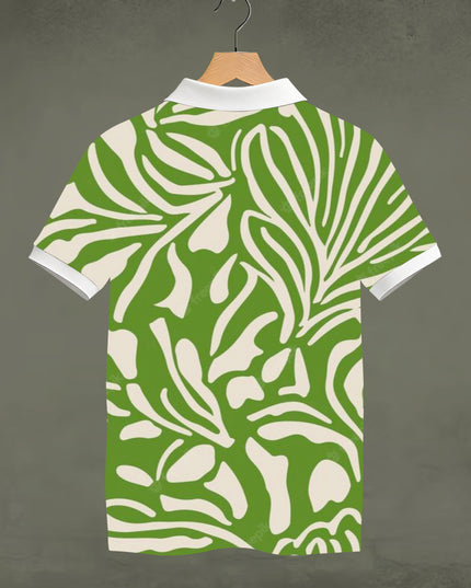 Zebra Foliage Printed Polo Tee #PP175