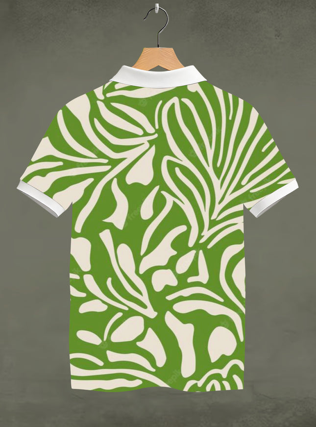 Zebra Foliage Printed Polo Tee #PP175