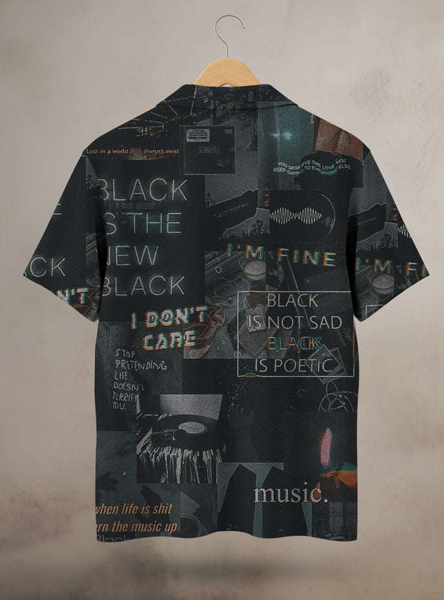 I Don't Care Black Printed Shirt