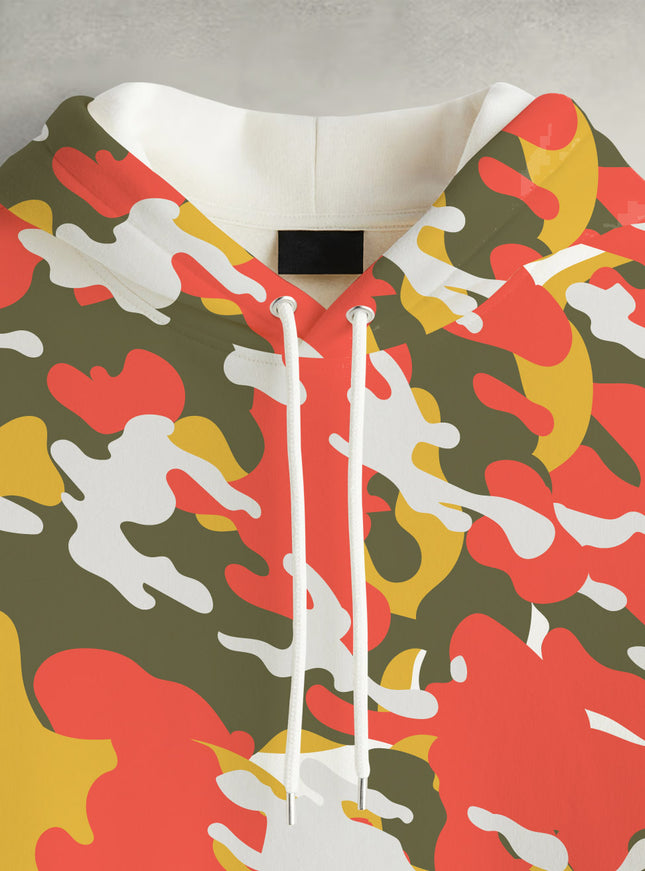 Orange Yellow Camouflage Printed Hoodie #126