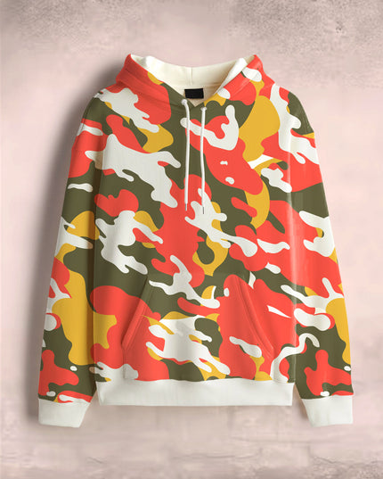 Orange Yellow Camouflage Printed Hoodie #126