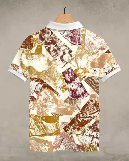 Wood Cut Pattern Polo T-Shirt #PP125