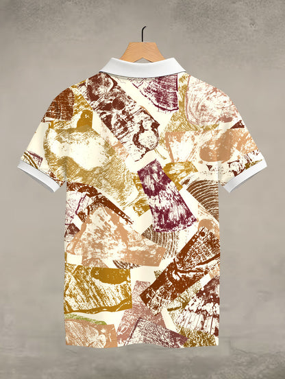 Wood Cut Pattern Polo T-Shirt #PP125